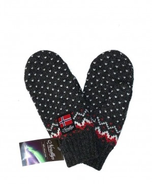 Nordlys Vestland ull votter til dame og herre – koksgrå/natur/rød