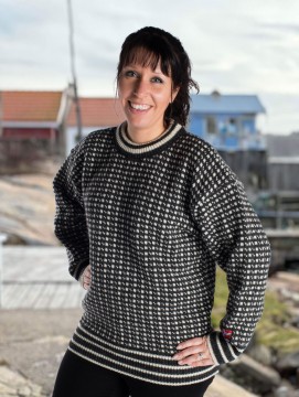 Nordlys klassisk Islender ullgenser til dame og herre rund hals koksgrå/ natur