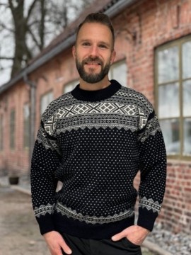 Nordlys Setesdal ullgenser rund hals til dame og herre marine/natur